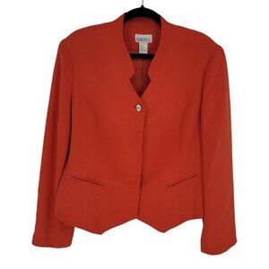 Bacchus womens 16 orange silk blend hide away button up blazer Vintage